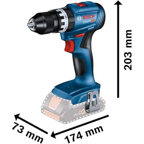  Bosch Professional 18V System GSB 18V-45 Cordless Hammer Drill (Speed 1,900 min) ¹, Batteries and Charger Not Included, in Box), Blue, 06019K3300