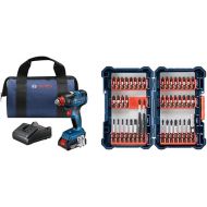 Bosch GDX18V-1800B12 18V EC Brushless 1/4 In. and 1/2 In. Two-in-One Bit/Socket Impact Driver Kit with 2.0 Ah SlimPack Battery&BOSCH 44 Piece Impact Tough Screwdriving Custom Case System Set SDMS44