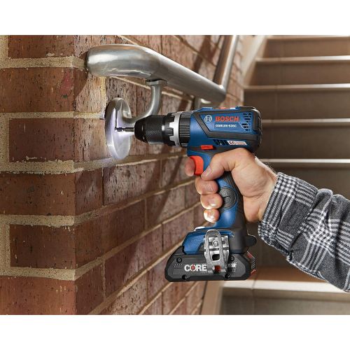  BOSCH GXL18V-251B25 18V 2-Tool Combo Kit with Freak 1/4 In. and 1/2 In. Two-In-One Impact Driver, Compact Tough 1/2 In. Hammer Drill/Driver and (2) CORE18V 4.0 Ah Batteries