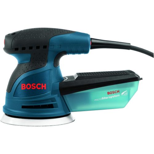  BOSCH ROS20VSK Palm Sander - 2.5 Amp 5 in. Corded Variable Speed Random Orbital Sander/Polisher Kit with Dust Collector and Hard Carrying Case, Blue