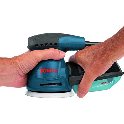  BOSCH ROS20VSK Palm Sander - 2.5 Amp 5 in. Corded Variable Speed Random Orbital Sander/Polisher Kit with Dust Collector and Hard Carrying Case, Blue