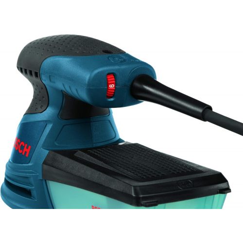  BOSCH ROS20VSK Palm Sander - 2.5 Amp 5 in. Corded Variable Speed Random Orbital Sander/Polisher Kit with Dust Collector and Hard Carrying Case, Blue