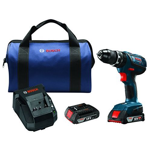  Bosch HDS181A-02 18V Lithium-Ion 1/2 Compact Tough Hammer Drill/Driver Kit with SlimPack Batteries