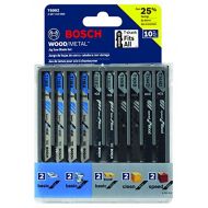 BOSCH T-Shank Multi-Purpose Jigsaw Blades, 10 Piece, Assorted, Jig Saw Blade Set for Cutting Wood and Metal (T5002)