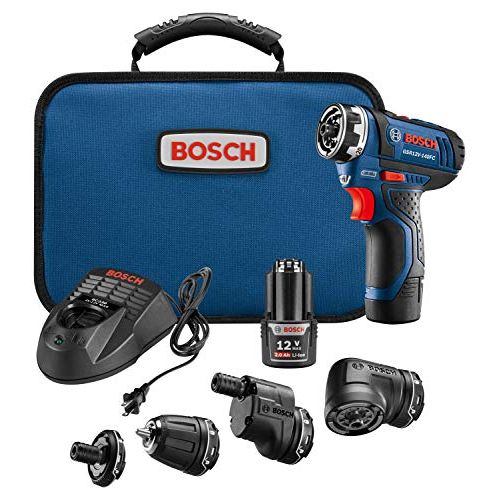  Bosch GSR12V-140FCB22 Cordless Electric Screwdriver 12V Kit - 5-In-1 Multi-Head Power Drill Set