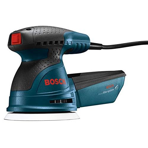  Bosch ROS20VSC Palm Sander - 2.5 Amp 5 Inches Corded Variable Speed Random Orbital Sander/Polisher Kit with Dust Collector and Soft Carrying Bag, Blue