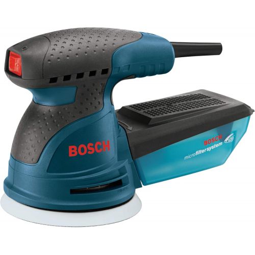  Bosch ROS20VSC Palm Sander - 2.5 Amp 5 Inches Corded Variable Speed Random Orbital Sander/Polisher Kit with Dust Collector and Soft Carrying Bag, Blue