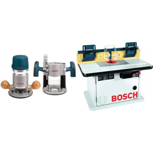  Bosch 1617EVSPK Wood Router Tool Combo Kit - 2.25 Horsepower Plunge Router & Fixed Base Router Kit with a Variable Speed 12 Amp Motor & Cabinet Style Router Table RA1171
