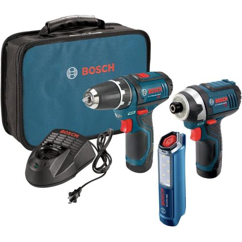  BOSCH Power Tools Drill Kit - CLPK22-120 - 12-Volt 2-Tool Combo Kit (Drill/Driver and Impact Driver) with two 12-Volt Lithium-Ion Batteries, 12V Charger,Carrying Case and LED Workl