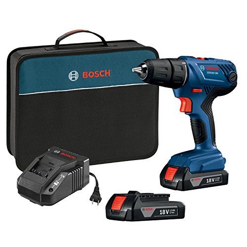  Bosch 18V Compact 1/2 Drill/Driver Kit with (2) 1.5 Ah Slim Pack Batteries GSR18V-190B22