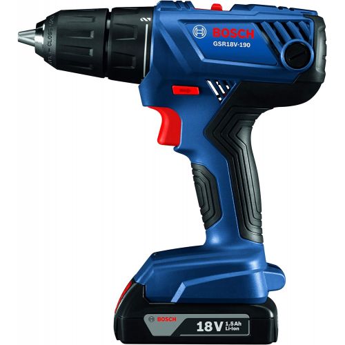  Bosch 18V Compact 1/2 Drill/Driver Kit with (2) 1.5 Ah Slim Pack Batteries GSR18V-190B22