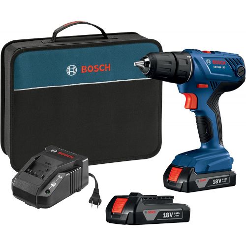  Bosch 18V Compact 1/2 Drill/Driver Kit with (2) 1.5 Ah Slim Pack Batteries GSR18V-190B22