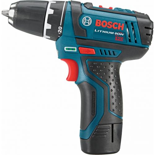  BOSCH Power Tools Drill Kit - PS31-2A - 12V, 3/8 Inch, Two Speed Driver, Cordless Drill Set - Includes Two Lithium Ion Batteries, 12V Charger, Screwdriver Bits & Soft Carrying Bag,