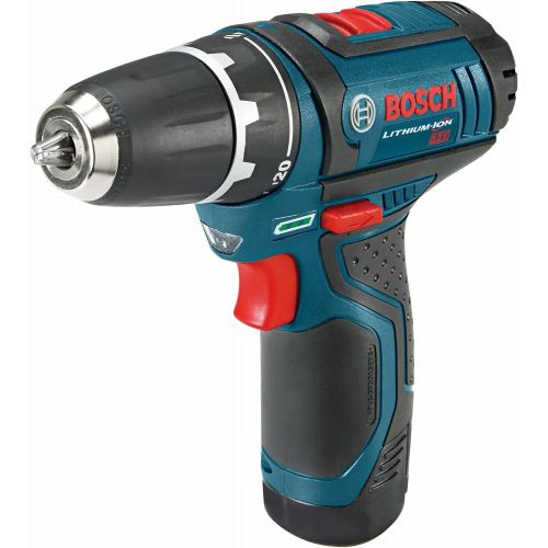  BOSCH Power Tools Drill Kit - PS31-2A - 12V, 3/8 Inch, Two Speed Driver, Cordless Drill Set - Includes Two Lithium Ion Batteries, 12V Charger, Screwdriver Bits & Soft Carrying Bag,