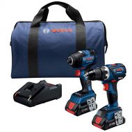 BOSCH GXL18V-238B25 18V 2-Tool Combo Kit with Connected-Ready 1/4 In. Hex Impact Driver, Connected-Ready Compact Tough 1/2 In. Drill/Driver and (2) CORE18V 4.0 Ah Batteries