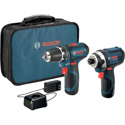  BOSCH Power Tools Combo Kit CLPK22-120 - 12-Volt Cordless Tool Set (Drill/Driver and Impact Driver) with 2 Batteries, Charger and Case , Blue