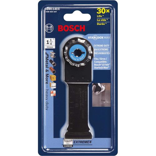  Bosch OSM114CC 1-1/4 In. StarlockMax Oscillating Multi-Tool Curved-Tec Carbide Extreme Plunge Blade