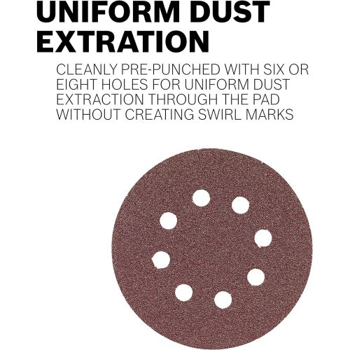  Bosch SR5R320 5-Piece 320 Grit 5 In. 8 Hole Hook-And-Loop Sanding Discs