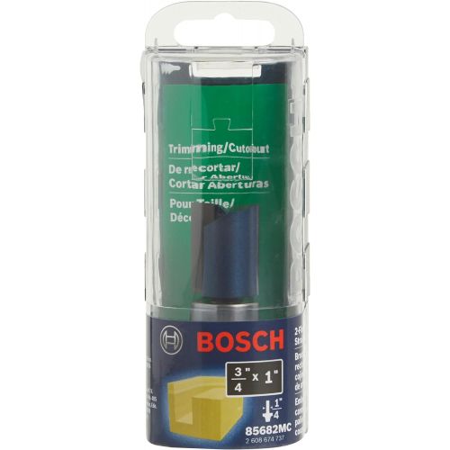  Bosch 85682MC 3/4 In. x 1 In. Carbide-Tipped Double-Flute Top-Bearing Straight Trim Router Bit