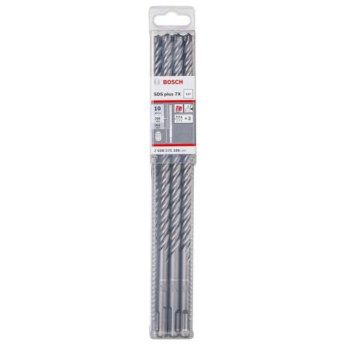  Bosch 2608576186 10x200x265mm Hammer Drill Bit SDS Plus 7X (10 Piece)