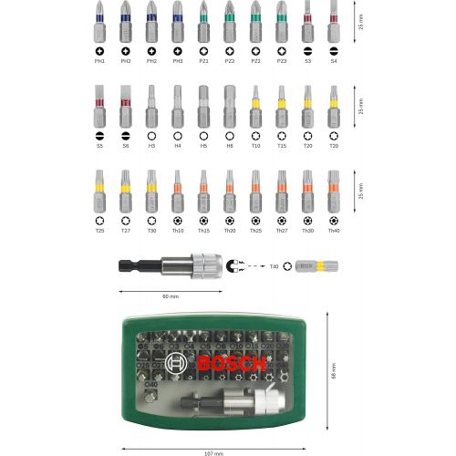  Bosch 2607017063 Screwdriver Bit Set with Colour Coding 32 Pcs