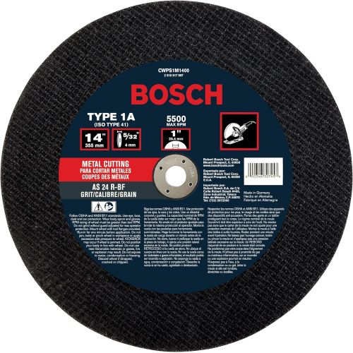  Bosch CWPS1M1400 14 In. 5/32 In. 1 In. Arbor Type 1A (ISO 41) 24 Grit Metal Cutting Bonded Abrasive Wheel