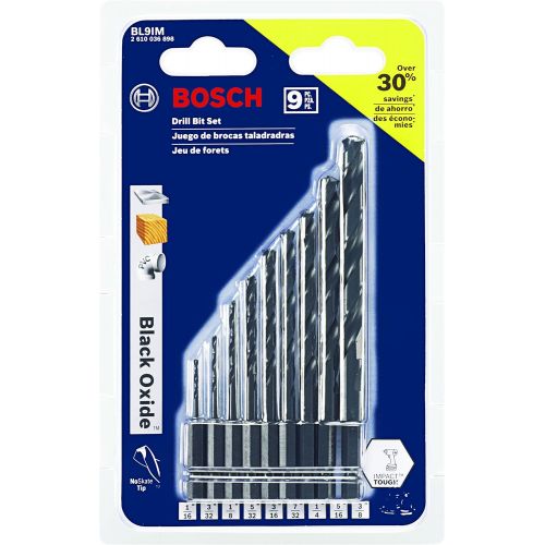  Bosch 9 Piece Black Oxide Impact Tough Drill Bit Set BL9IM