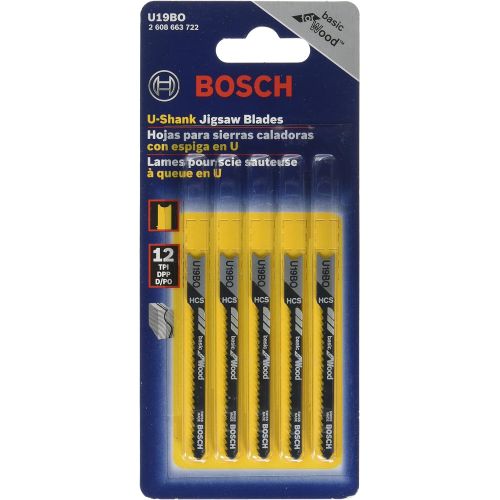  Bosch U19BO 5-Piece 2-3/4 In. 12 TPI Wood Cutting U-shank Jig Saw Blades