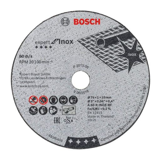  Bosch 2608601520&Nbsp;Expert Abrasive Disc For Stainless Steel (French A60R&Nbsp;Grade) 76&Nbsp;Mm X 1Mm X 10Mm