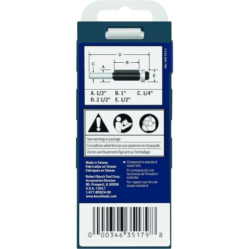  Bosch 85216M 1/2 In. x 1 In. Carbide Tipped 3-Flute Flush Trim Bit