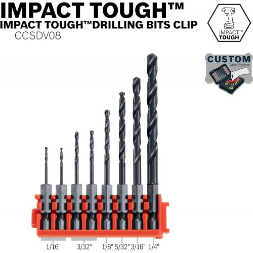  Bosch CCSDV08 Impact Tough Black Oxide Drill Bits with Clip for Custom Case System