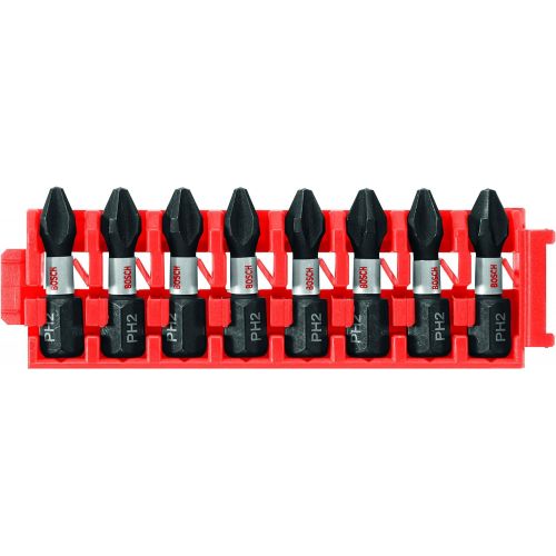  Bosch CCSPH2108 8Piece Impact Tough Phillips P2 1 In. Insert Bits with Clip for Custom Case System