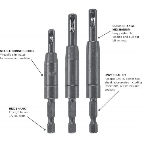  Bosch Clic-Change 3-Piece Self-Centering Drill Bit Assortment CC2430