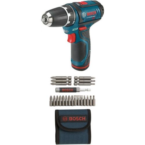  Bosch Power Tools Drill Kit - PS31-2A - 12-Volt Max Lithium-Ion 3/8-Inch 2-Speed Drill/Driver Kit with 2 Batteries, Charger and Case w/ 21 pc screwdriver bit set