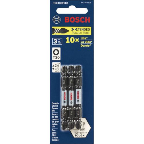  Bosch ITDET302503 3 Pc. Impact Tough 2.5 In. Torx #30 Double-Ended Bits