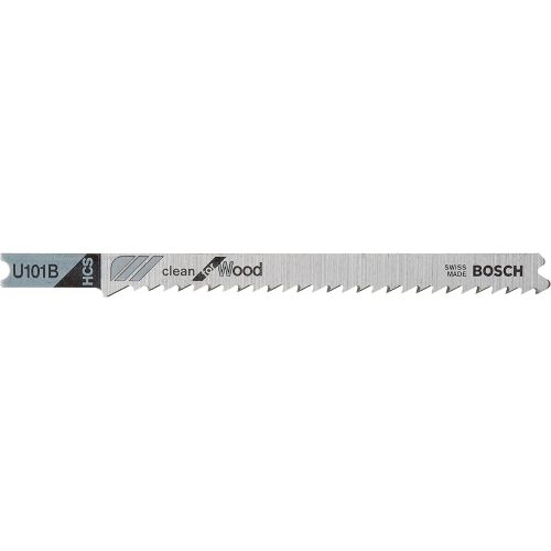  Bosch U101B 5-Piece 4 In. 10 TPI Variable Pitch Clean for Wood U-shank Jig Saw Blades