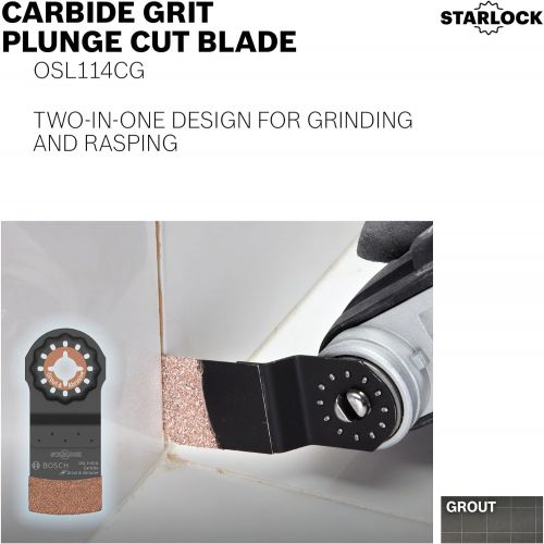 Bosch OSL114CG Starlock Oscillating Multi Tool Carbide Grit Plunge Cut Blade, 1-1/4