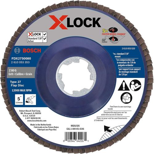  Bosch FDX2745080 4-1/2 In. X-LOCK Arbor Type 27 80 Grit Flap Disc