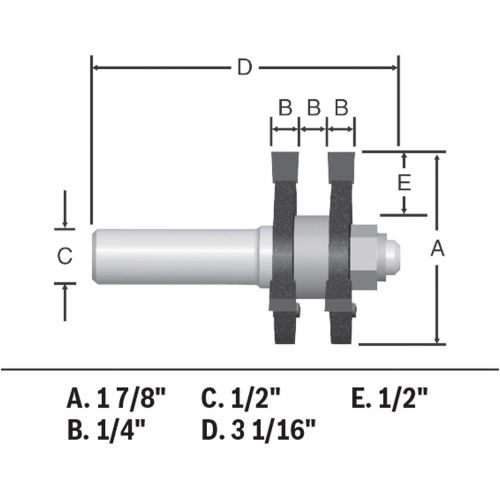  Bosch 84624M 1-7/8 In. x 1/4 In. Carbide Tipped Tongue and Groove Bit