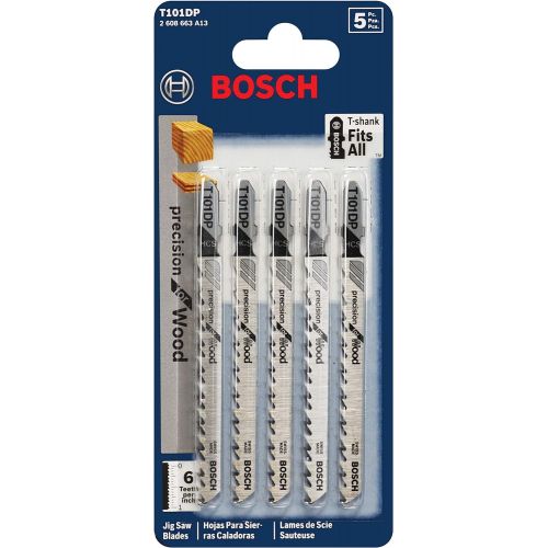  Bosch T101DP 5-Piece 4 In. 6 TPI Precision for Wood T-Shank Jig Saw Blades