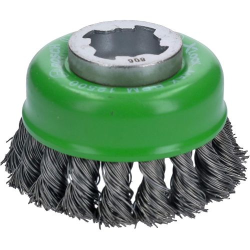  Bosch WBX329 3 In. Wheel Dia. X-LOCK Arbor Stainless Steel Knotted Wire Single Row Cup Brush