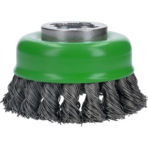  Bosch WBX329 3 In. Wheel Dia. X-LOCK Arbor Stainless Steel Knotted Wire Single Row Cup Brush