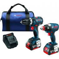 Bosch CLPK251-181 18V 2 Tool Combo Kit with 1/4 and 1/2 Socket Ready Impact Driver and 1/2 Hammer Drill/Driver, Blue