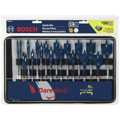  Bosch Daredevil High Carbon Steel Standard Spade Bit Set with Pouch (19-Piece)