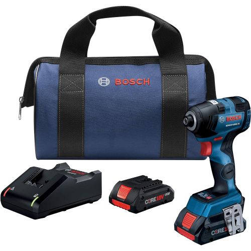  Bosch GDR18V-1800CB25 18V EC Brushless Connected-Ready 1/4 In. Hex Impact Driver Kit with (2) CORE18V 4.0 Ah Compact Batteries