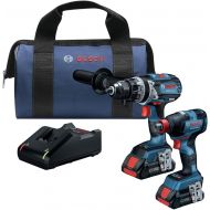 Bosch GXL18V-224B25 18V 2-Tool Combo Kit with Connected Freak 1/4 In. and 1/2 In. Two-In-One Bit/Socket Impact Driver and Brute Tough 1/2 In. Hammer Drill/Driver