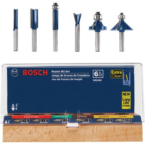  Bosch RBS006 1/4-Inch Shank Carbide-Tipped Multi-Purpose Router Bit Set, 6-Piece