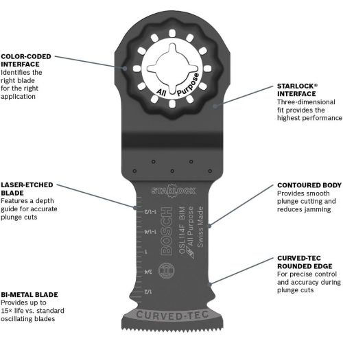  Bosch OSL005C Five-Piece Starlock Oscillating Multi Tool Accessory Set with Case