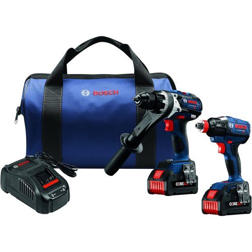  Bosch GXL18V-225B24 18V 2-Tool Combo Kit with Brute Tough 1/2 In. Hammer Drill/Driver and 1/4 In. and 1/2 In. Two-In-One Bit/Socket Impact Driver