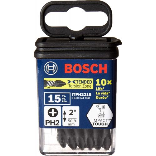  Bosch ITPH2215 15 Pc. Impact Tough 2 In. Phillips #2 Power Bits